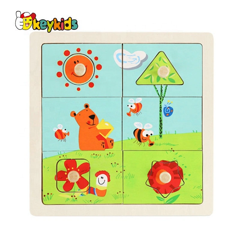 Customizable Educational Jigsaw Puzzle Blocks Wooden Toys W14M222