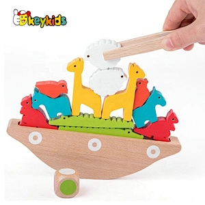 Most popular balance game wooden stacking animals for kids W11F086