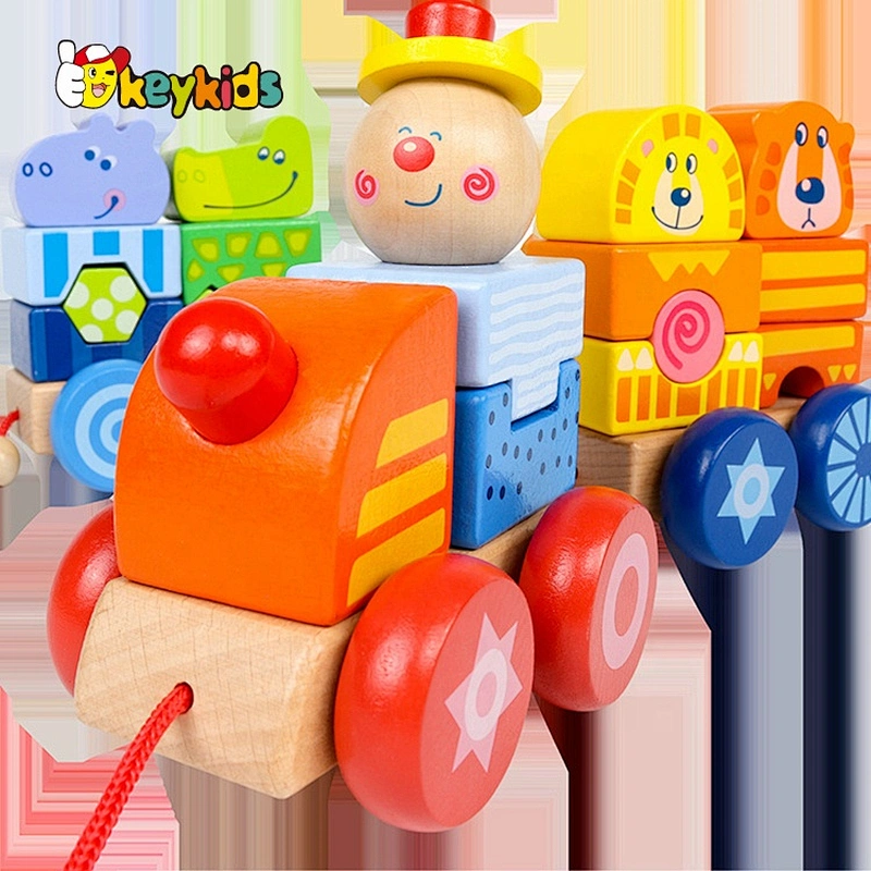 Newest early educational wooden push and pull along toys for kids W05C148