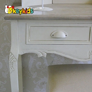 New and popular white wooden dressing table with mirror and stool W08H021