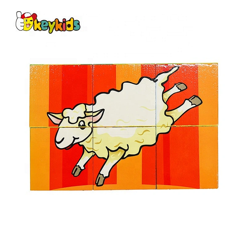 Customize educational 6 piece wooden cube puzzle for children W14F071