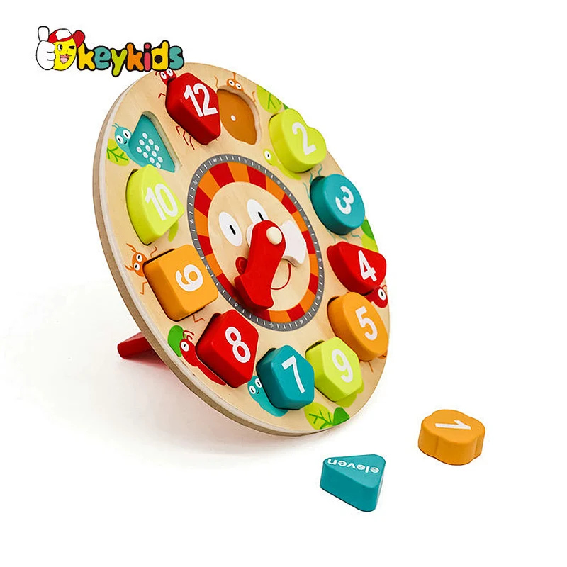 Colorful Wooden Learning Puzzles 3D Puzzle Clock For Kids W14K054