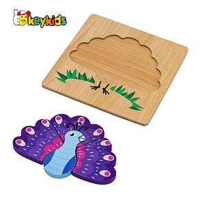 Customize lovely wooden peacock jigsaw puzzle for kids W14D139