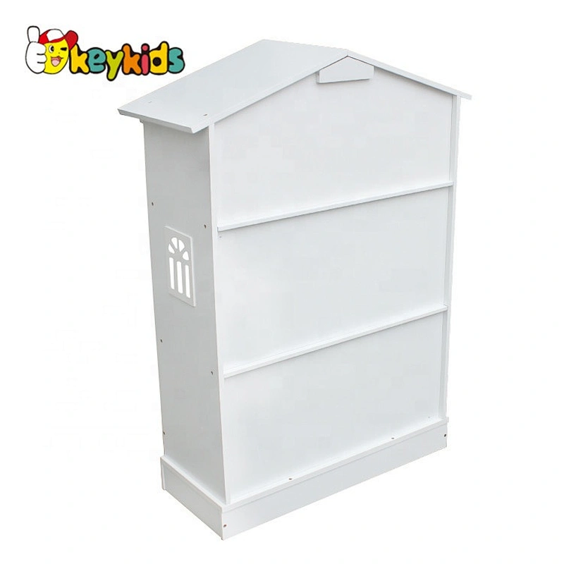 New design dollhouse shaped wooden white bookcase for children W08D015B