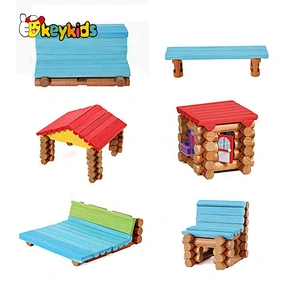 Cartoon educational wooden diy house building for kids W14G049