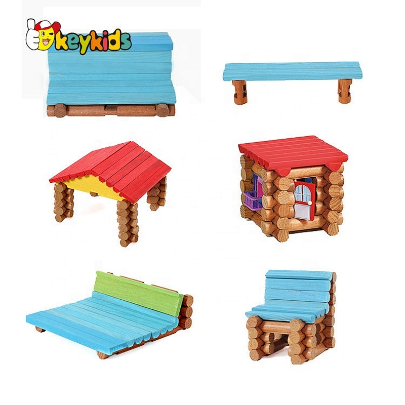 Cartoon educational wooden diy house building for kids W14G049