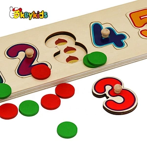 2021 Customize shape matching wooden number puzzle for toddlers W14B138