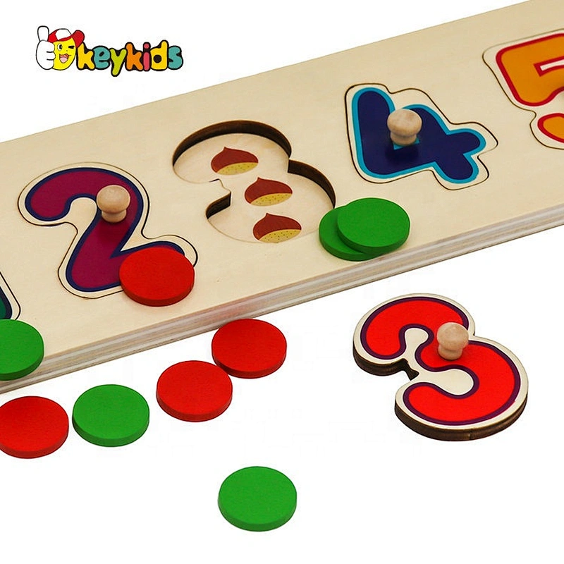 2021 Customize shape matching wooden number puzzle for toddlers W14B138