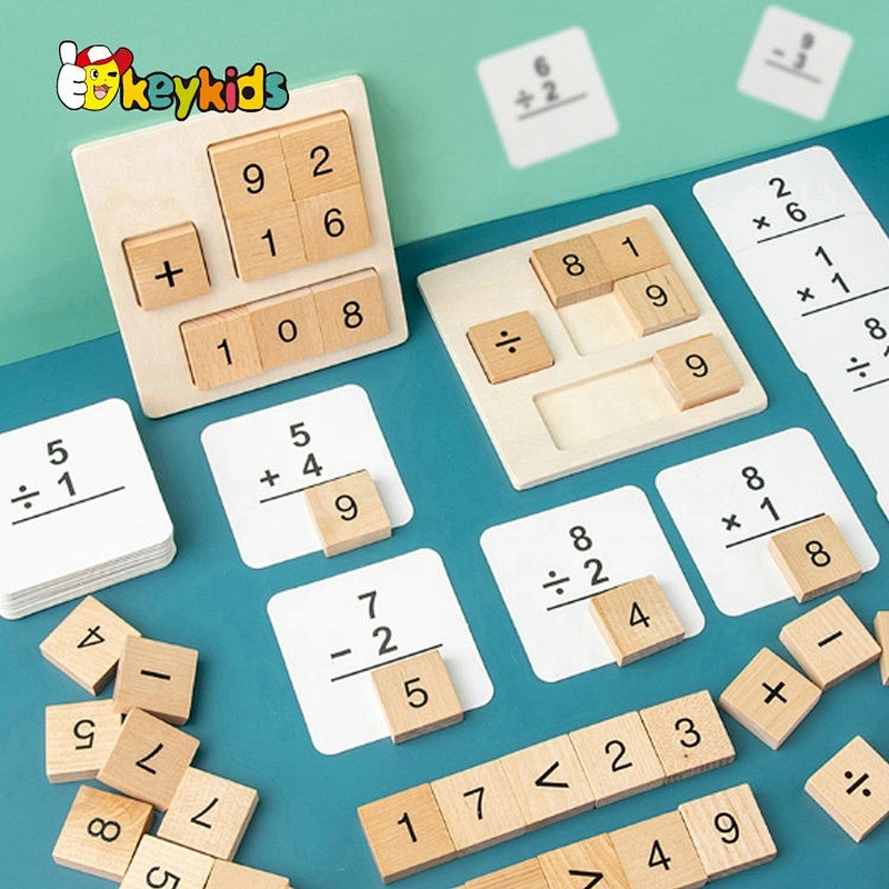 2021 Montessori educational natural wooden number block toy for kids W12E094