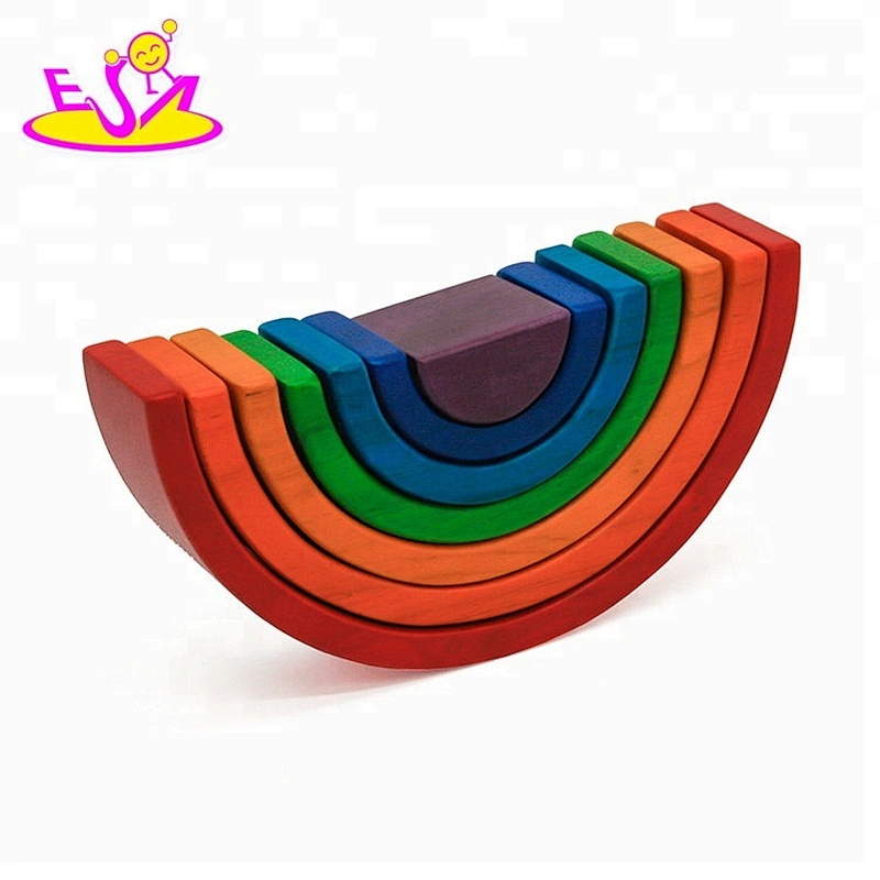 New arrival 7 pieces educational wooden rainbow toy for children W13D206