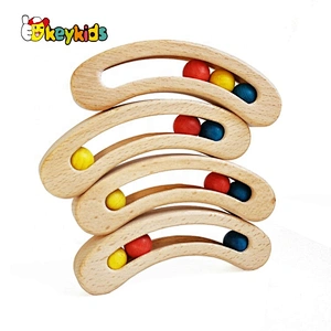 Grasping teething toy organic wooden rattle toy for toddlers W07G020