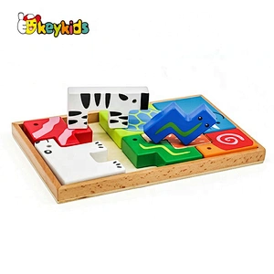 New hottest geometry animals wooden toy blocks for kids education W14A189