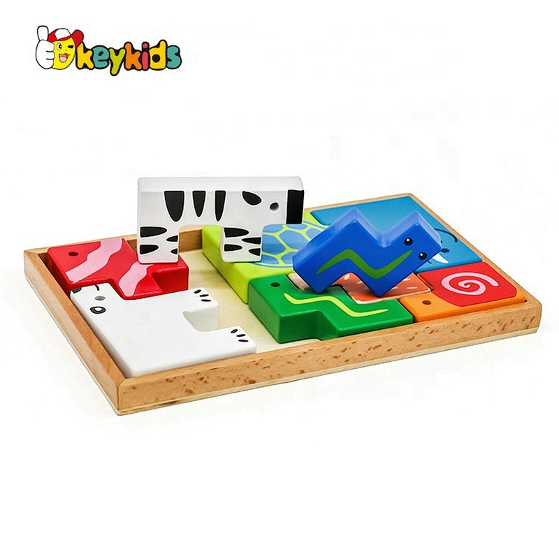New hottest geometry animals wooden toy blocks for kids education W14A189