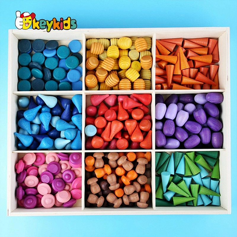 2021 New released educational play set wooden rainbow sensory blocks for kids W13A247