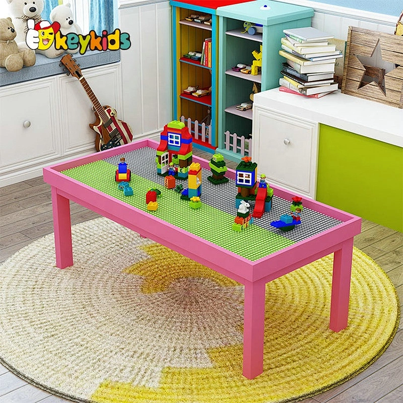 Top fashion educational DIY wooden blocks building table for children W08G288B