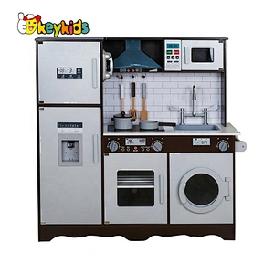 New pretend role play brown wood big kitchen set toys for kids W10C580