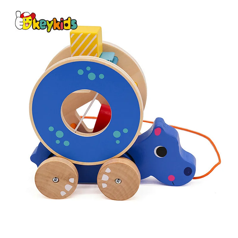 Hot Selling Educational Hippo Wooden Push Toys For Babies For Kids W05B182