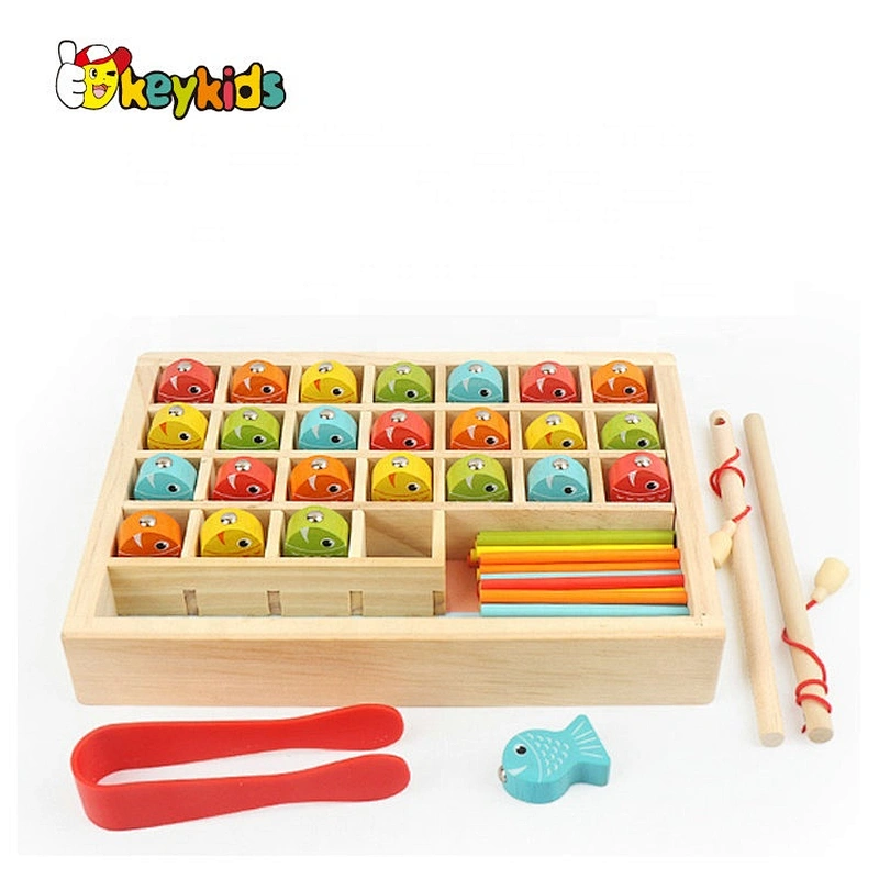 2021 New released digital magnetic wooden fishing game for kids education W12D295