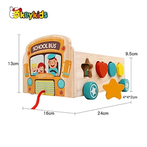 2020 New arrived educational wooden school bus toy for toddlers W05C141