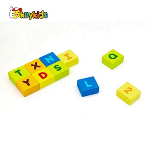 wholesale educational wooden building block cart for kids W16E017B