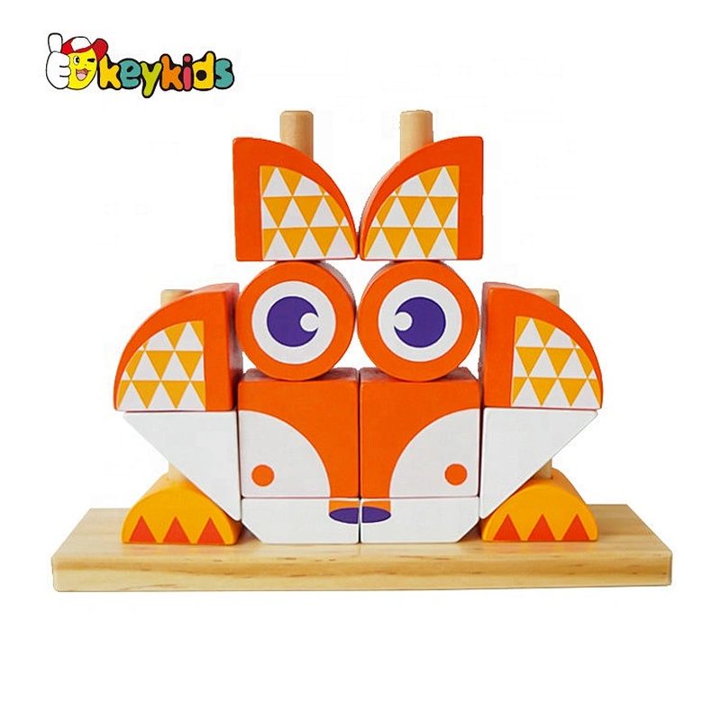 2020 New arrival educational wooden owl shape blocks for kids W13D270