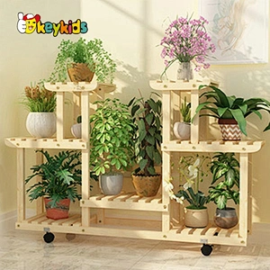 Custom movable wooden outdoor plant shelves and racks for wholesale W08H118