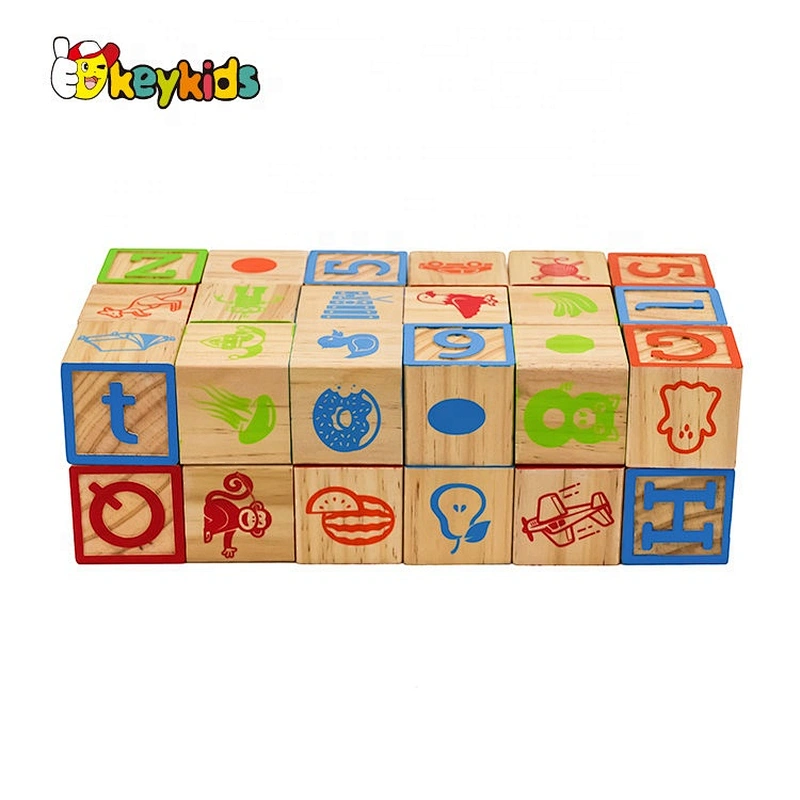 High quality educational blocks wooden abc learning toys for toddlers W13A179