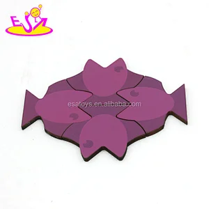 Customize different colors 3d wooden fish puzzle for kids W14A183