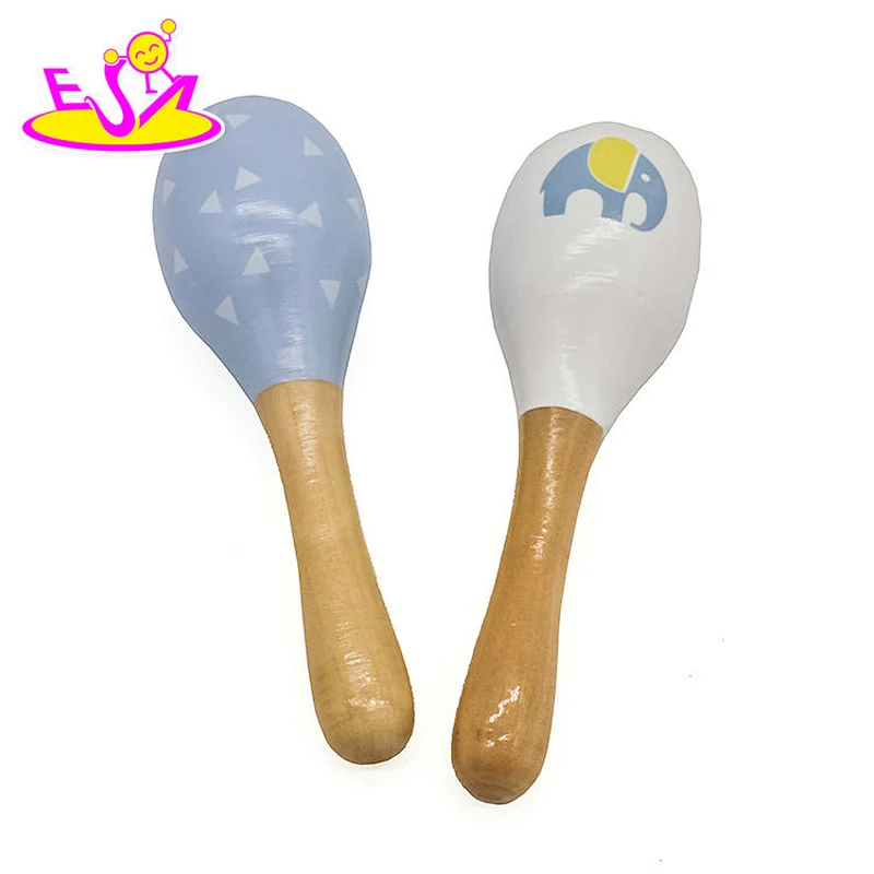 New arrival cartoon paint wooden children maracas for education W07I141