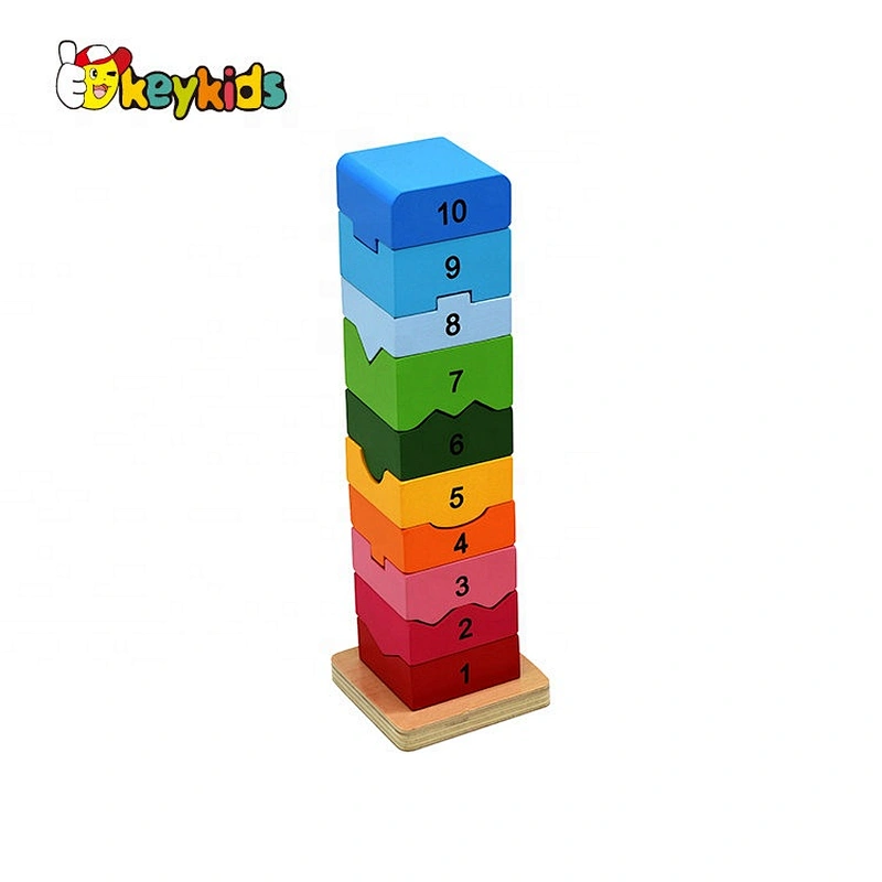 Hot selling children educational wood stacking block toys with number W13D330