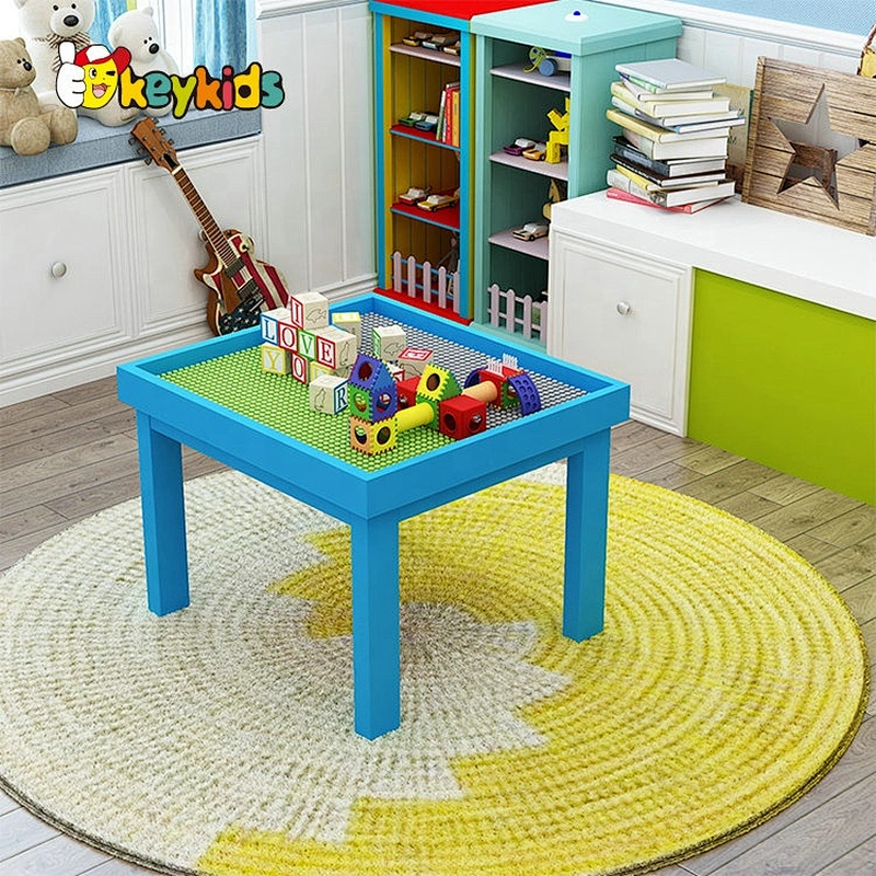 high quality kindergarten educational DIY wooden building block table for kids W08G287A