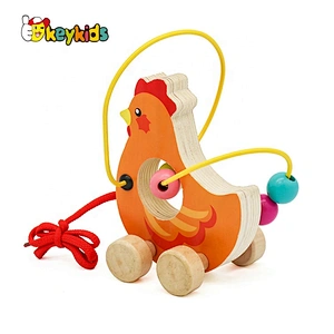New Hottest Cartoon Chicken Wooden Push Pull Toys For Babies W05B162