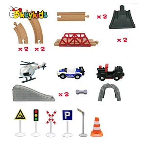 2019 New arrival 22 pieces diy wooden train tracks toys for kids W04C183