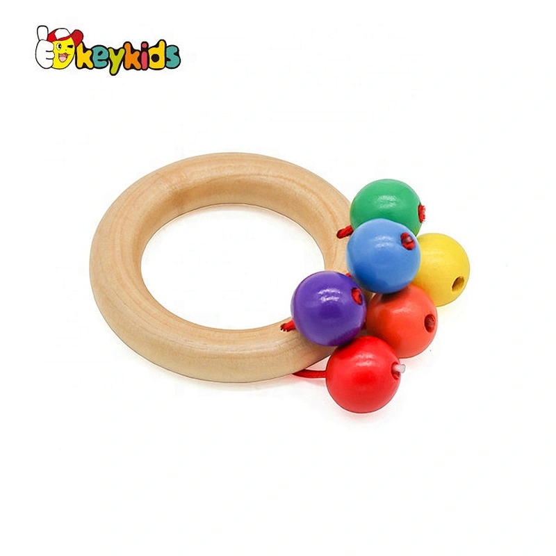 Cusomize sensory toys wood rattle teether toys for Infant Babies W08K306