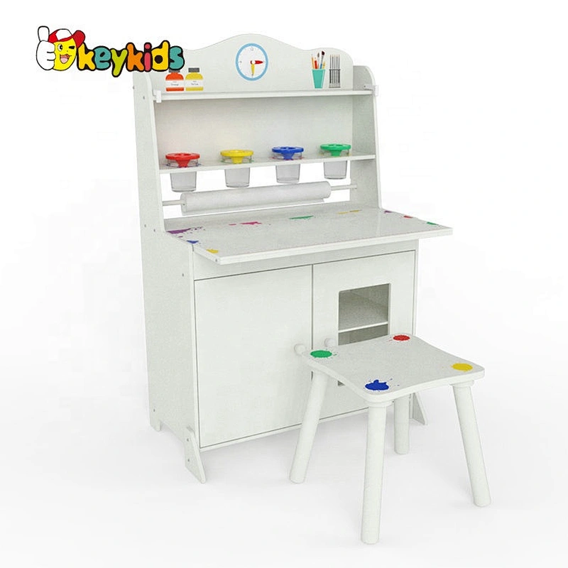 Customize multi function kids wooden drawing table with chair W08H305