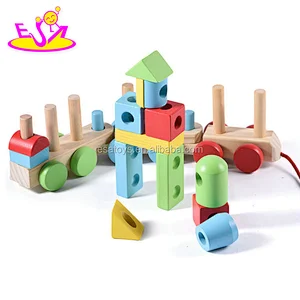 New hottest educational stacking wooden toy block train for kids W05C091