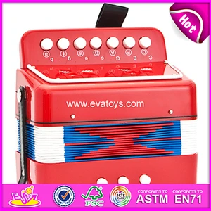 Hot selling children toy wooden musical accordion instrument W07K006A