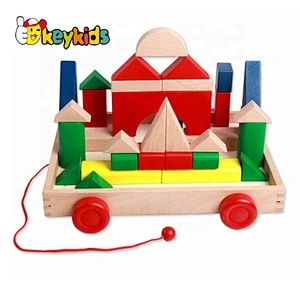 2019 Top sale classic kids wooden pull wagon for wholesale W13C036