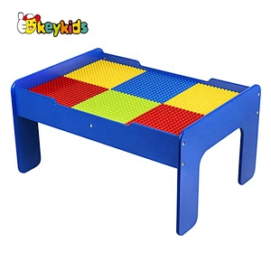 Customize 2 in 1 wooden big block table toy with storage W08G298