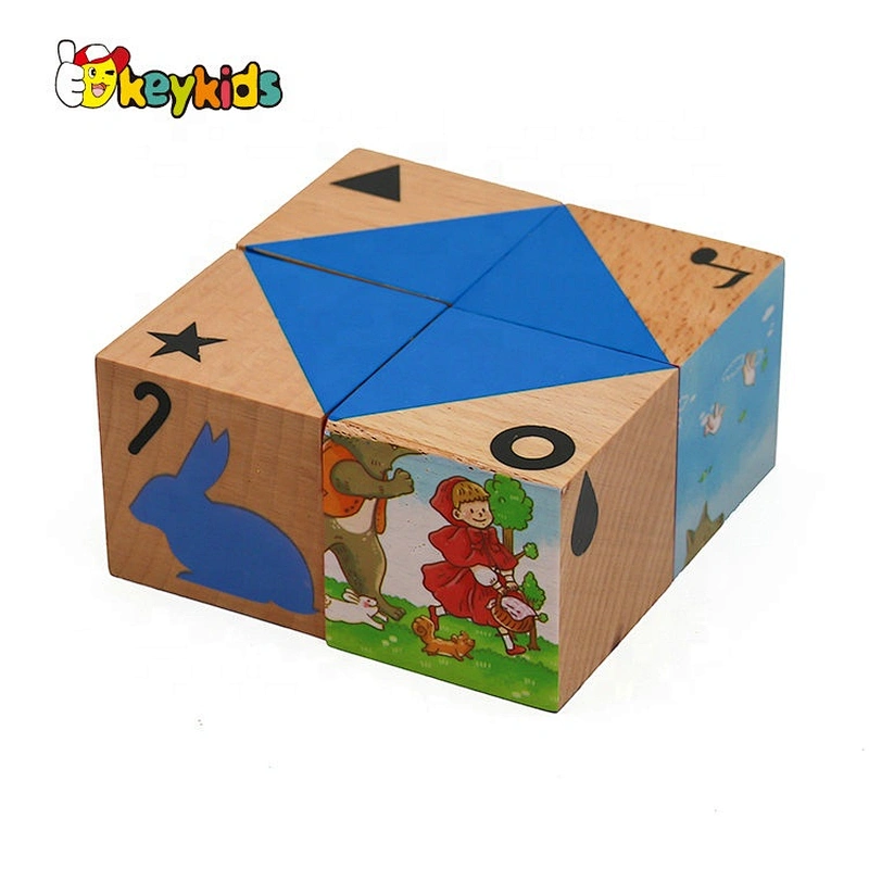 Top sale 4 PCS educational wood cube puzzle for children W14F062