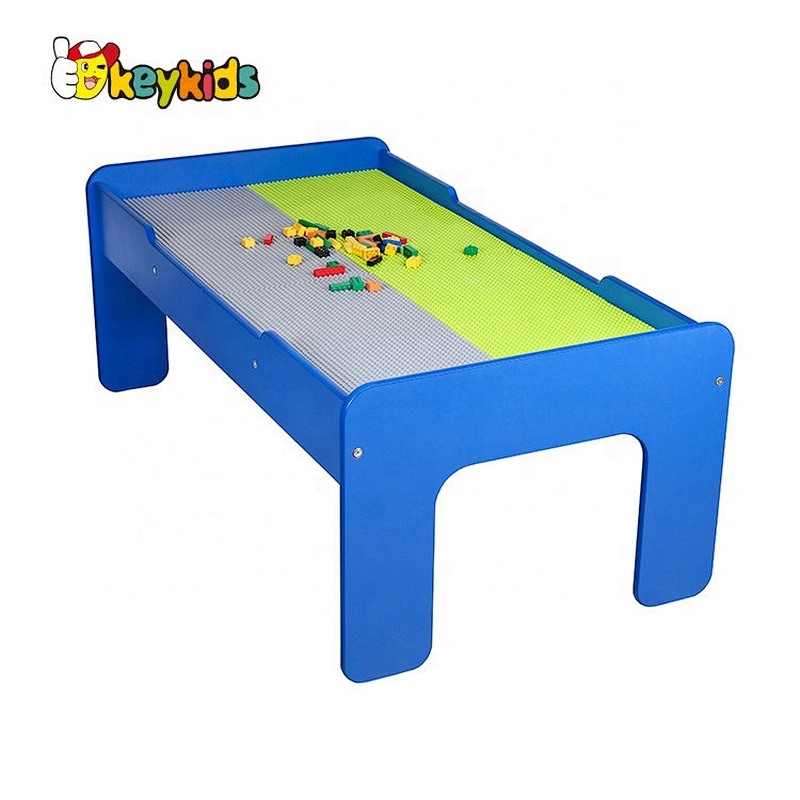 High quality children wooden train activity table with blocks playing W04C182