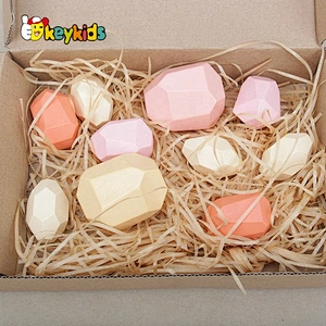 Customize stone shape wooden stackable blocks for children W13D306