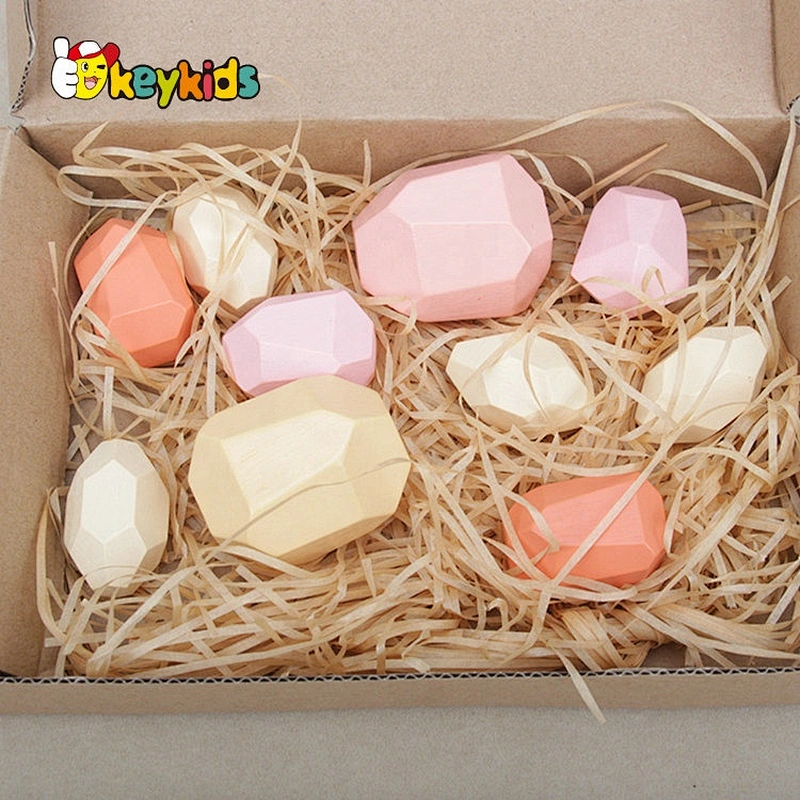 Customize stone shape wooden stackable blocks for children W13D306