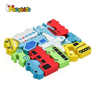 2021 Hot selling car shape wooden block puzzle game for kids W14A250