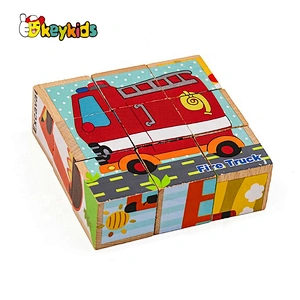 2019 New design 9 pieces cartoon wooden cube puzzle game with customize W14F059