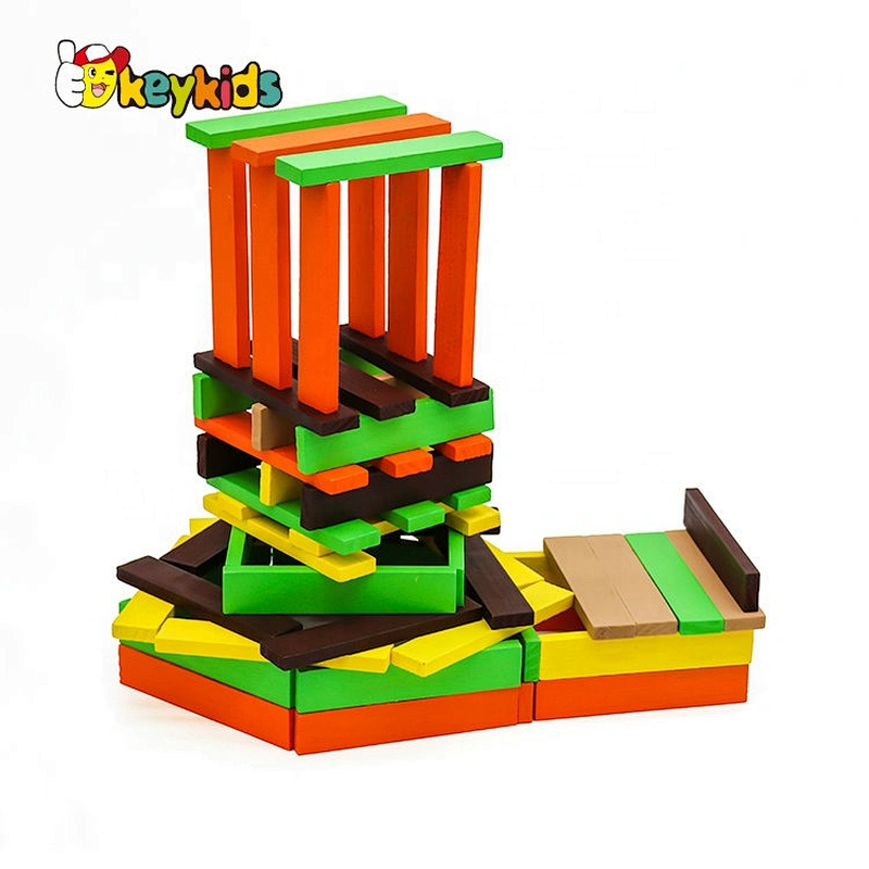 New arrival 100 pcs educational kids wooden building toys with carrying container W13B043