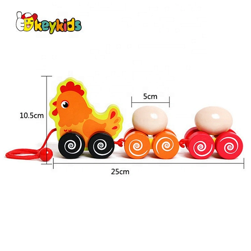 2019 New arrival funny wooden pull along egg toy for baby W05C114