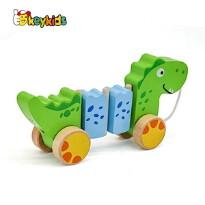 2019 New arrival pull and push wooden unicorn drag toy for kids W05C120