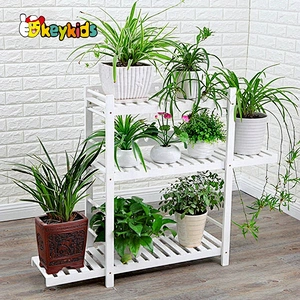 hihg quality white wooden garden rack for plants W08H108B