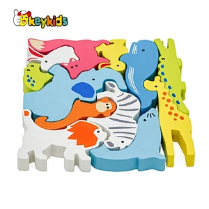 Customize educational wooden animal block puzzle for children W14A253